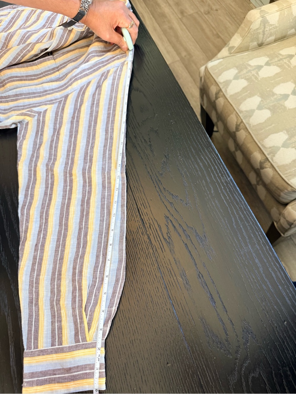 EUC Faconnable Striped Linen Button-Down in Yellow, Gray & Cream - Picture 6 of 7